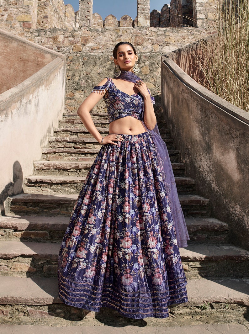 Sabyasachi Designer Lehenga Choli Print With Sequins Embroidered & Mirror Work Wedding Lehenga Choli Party Wear Lehenga Choli girl wedding  - INSPIRED