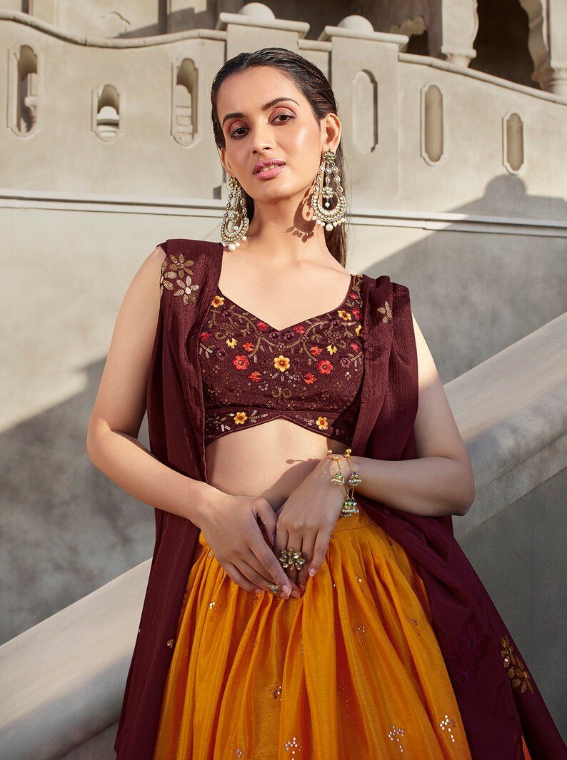 Sabyasachi Designer Mirror Work Lehenga & Sequins Embroiderey Work Choli Wedding Lehenga Choli Party Wear Lehenga Choli for girl weding  - INSPIRED