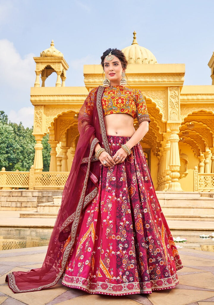 Indian Designer Printed with gota patti and mirror work Lehenga Choli for Wedding Lehenga Choli Party Wear Lehenga Choli for girl woman  - INSPIRED