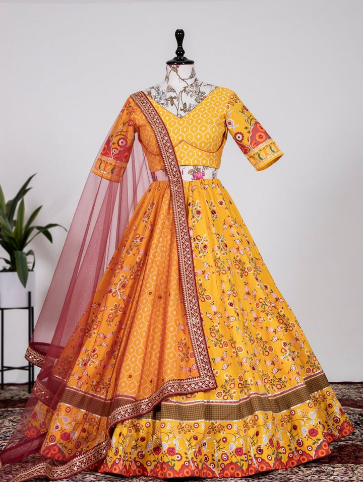 Indian Designer Printed with gota patti and mirror work Lehenga Choli for Wedding Lehenga Choli Party Wear Lehenga Choli for girl woman  - INSPIRED