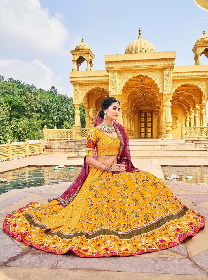 Indian Designer Printed with gota patti and mirror work Lehenga Choli for Wedding Lehenga Choli Party Wear Lehenga Choli for girl woman  - INSPIRED