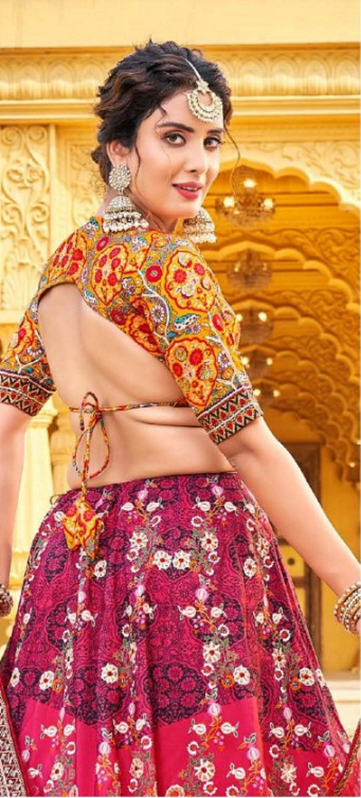 Indian Designer Printed with gota patti and mirror work Lehenga Choli for Wedding Lehenga Choli Party Wear Lehenga Choli for girl woman  - INSPIRED