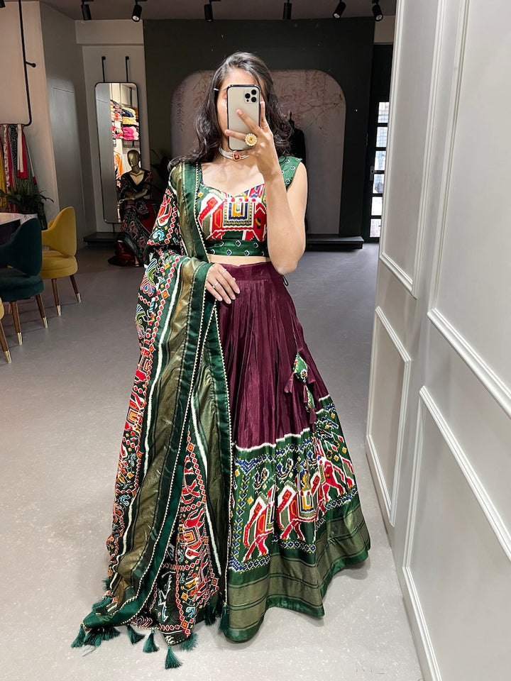 Indian Designer Patola Print with foil work Lehenga Choli for Wedding Lehenga Choli Party Wear Lehenga Choli for girl woman indian custom  - INSPIRED