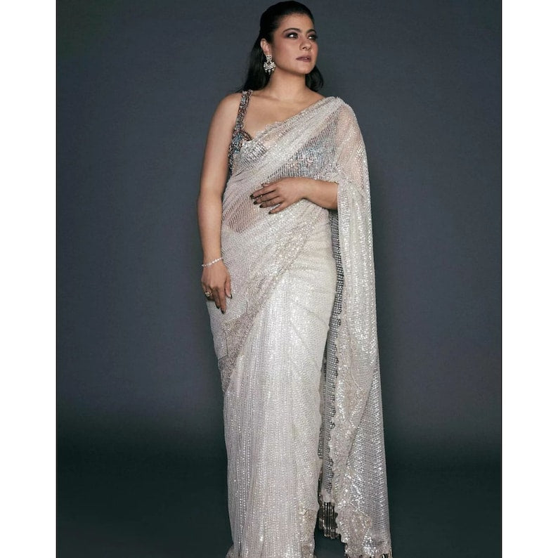 Bollywood Inspired Sequins Indian Saree, Reception Party Wear Saree, Ready To Wear Pre Stitched Saree, Designer Sarees For Women  - INSPIRED