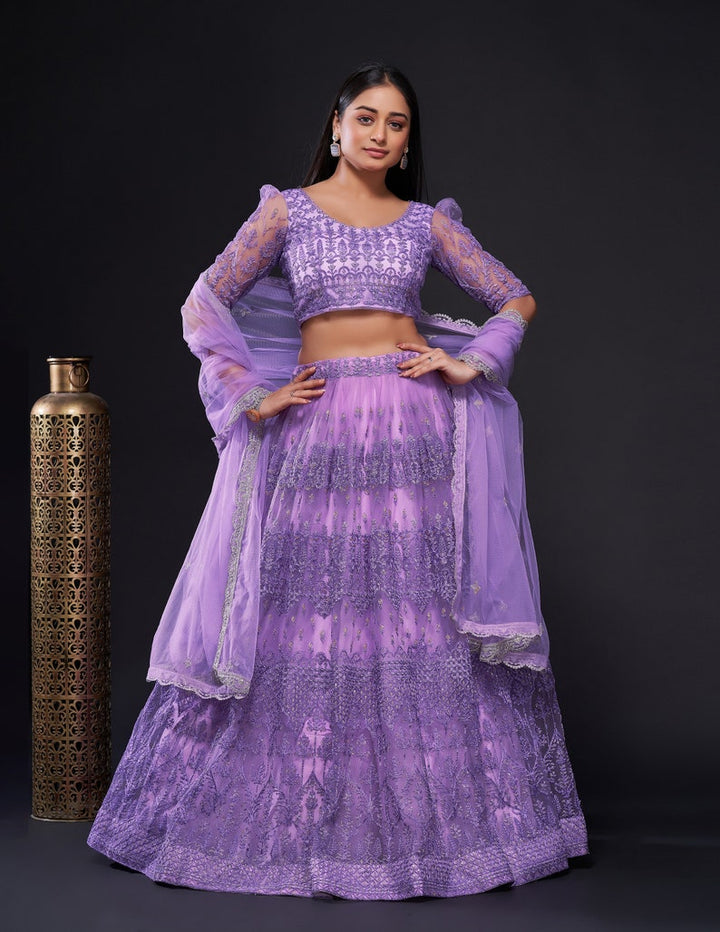 Sabyasachi Designer Purple Lehenga Choli with with thread , zari & sequence work Wedding lehenga choli party wear lehenga choli for Women  - INSPIRED