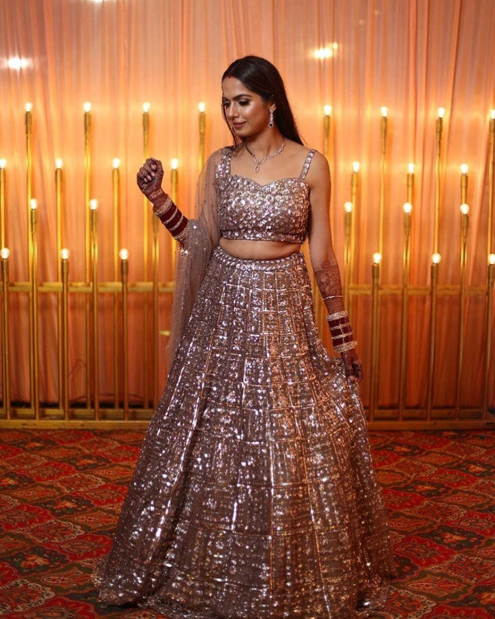 Sabyasachi Designer Brown Shaded Lehenga Choli Embellished With Beautiful Multi Sequins Work Wedding Lehenga Choli Party Wear Lehenga Choli  - INSPIRED