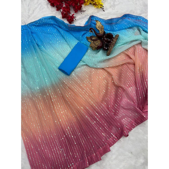 Alia Bhatt Inspired Viral Saree In Sequins Work, Bollywood Saree, Alia Bhatt Ombre Saree, Ready To Wear Saree, Pre Pleated  - INSPIRED