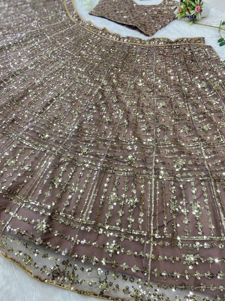 Sabyasachi Designer Brown Shaded Lehenga Choli Embellished With Beautiful Multi Sequins Work Wedding Lehenga Choli Party Wear Lehenga Choli  - INSPIRED