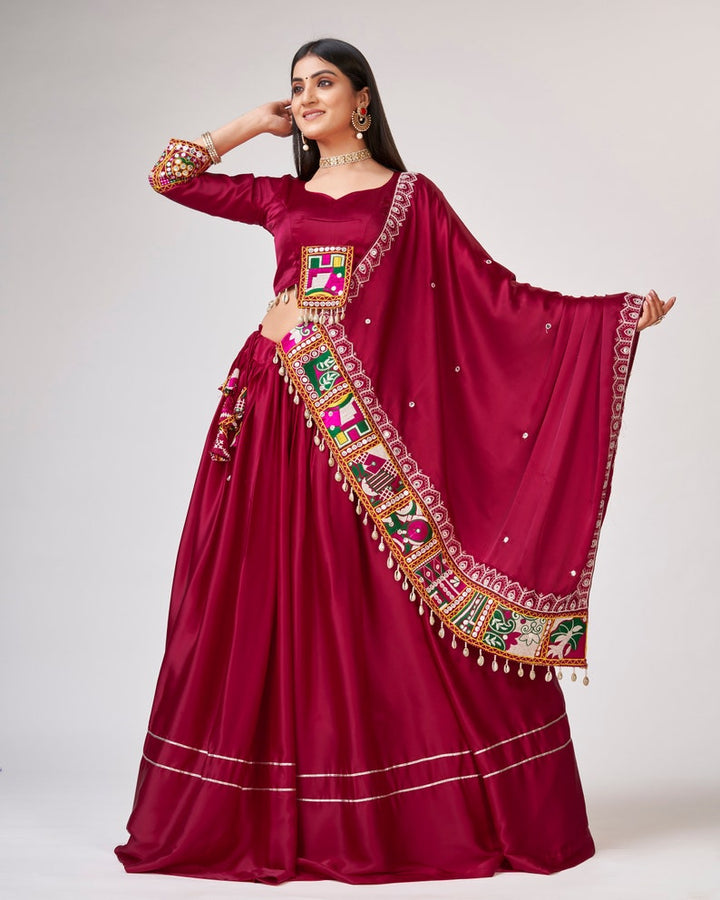 Navratri Chaniya Choli With gamthi and kodi border work RaasLehenga Choli Party Wear Lehenga for girls indian Navratri Garba in USA Women  - INSPIRED