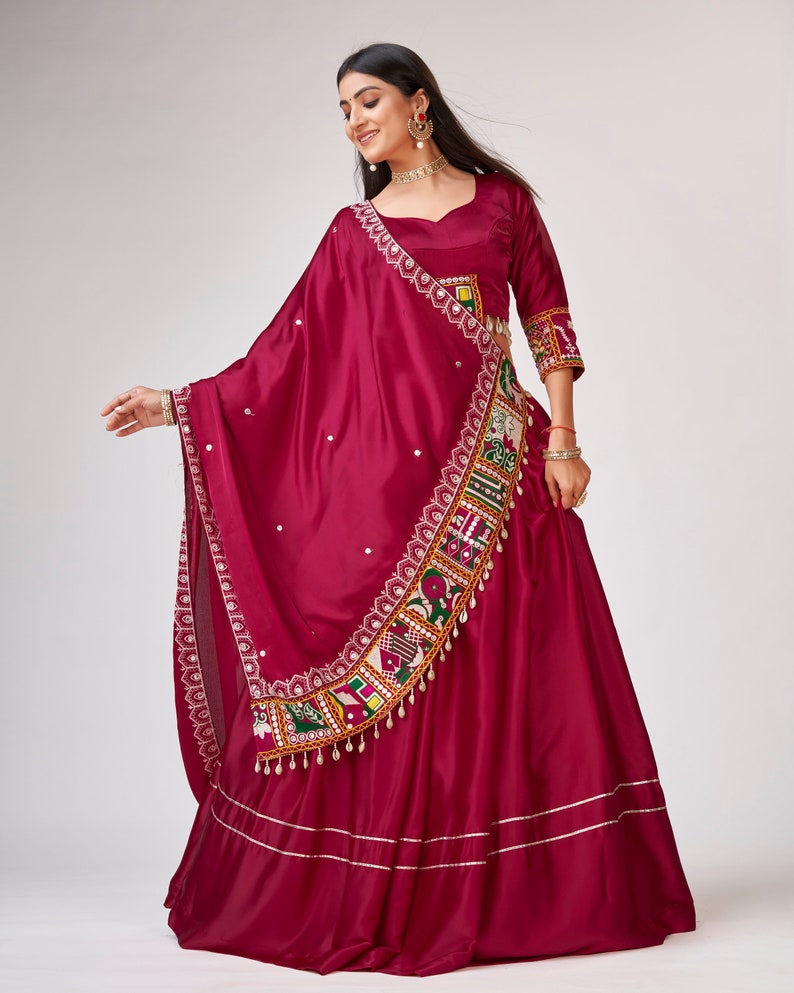 Navratri Chaniya Choli With gamthi and kodi border work RaasLehenga Choli Party Wear Lehenga for girls indian Navratri Garba in USA Women  - INSPIRED