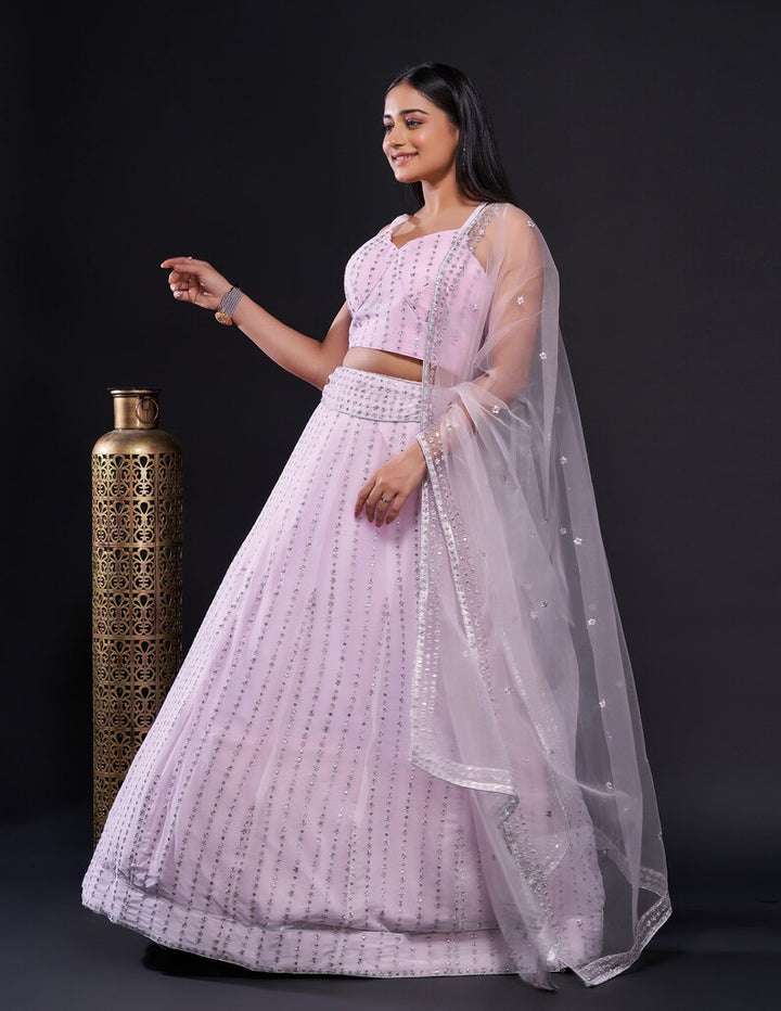 Indian Designer Pink Lehenga Choli Embellished With sequins & zari work Wedding Lehenga Choli Party Wear Lehenga Choli for girl cocktail  - INSPIRED