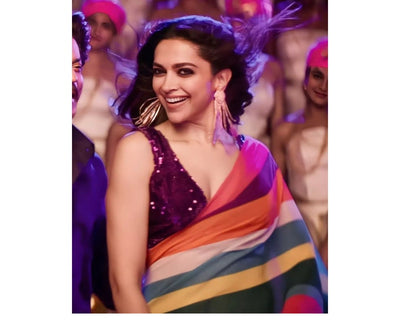 Deepika Padukone Inspired Stripes Bollywood Saree For Women, Jawan Movie Saree, Designer Indian Sarees For Women  - INSPIRED