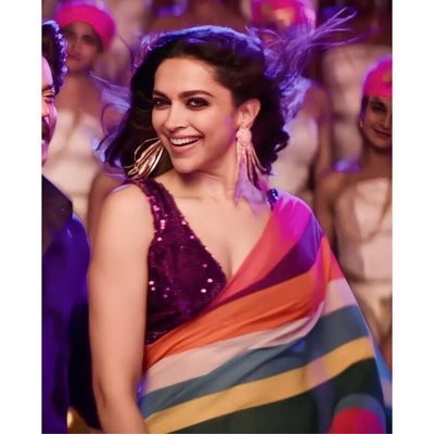 Deepika Padukone Inspired Stripes Bollywood Saree For Women, Jawan Movie Saree, Designer Indian Sarees For Women  - INSPIRED