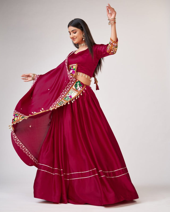 Navratri Chaniya Choli With gamthi and kodi border work RaasLehenga Choli Party Wear Lehenga for girls indian Navratri Garba in USA Women  - INSPIRED