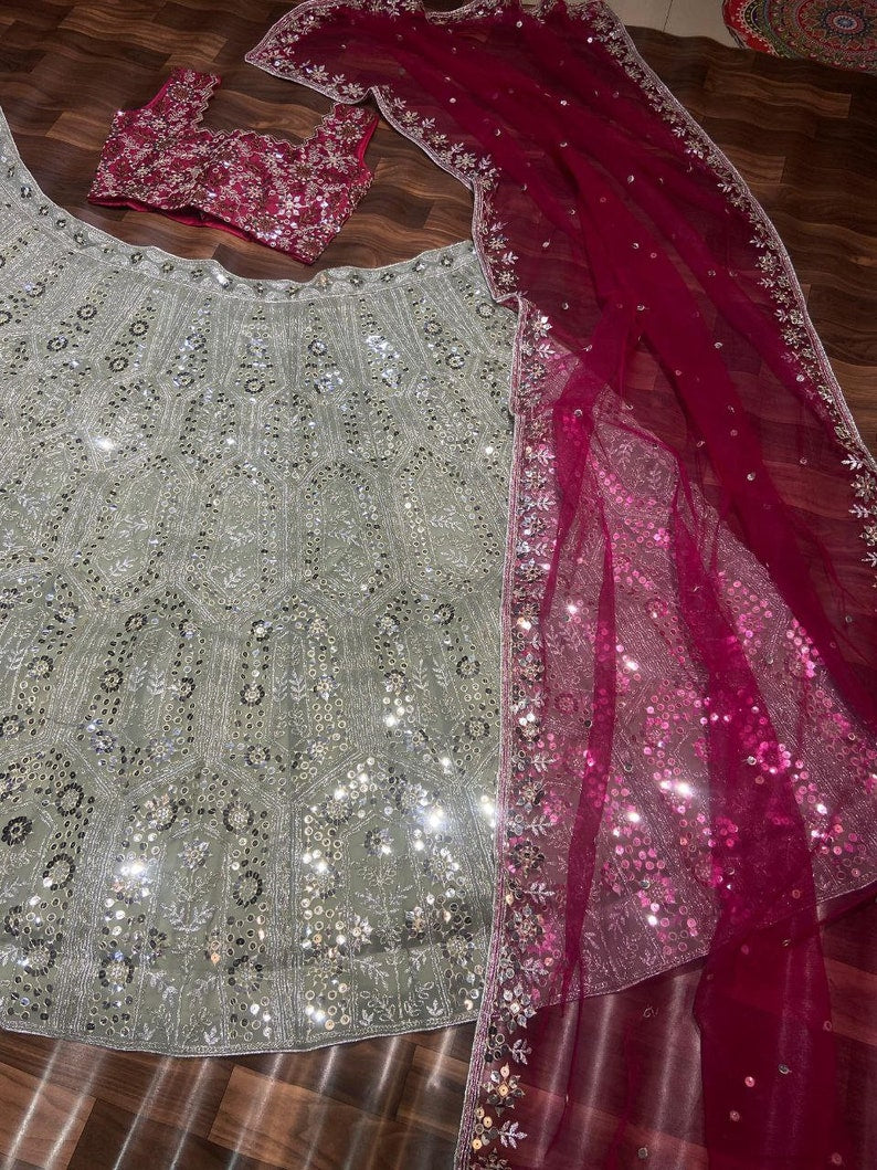 Sabyasachi Designer Lehenga Choli Embellished With Embroidery, Coding , And Sequins Work - Inspired