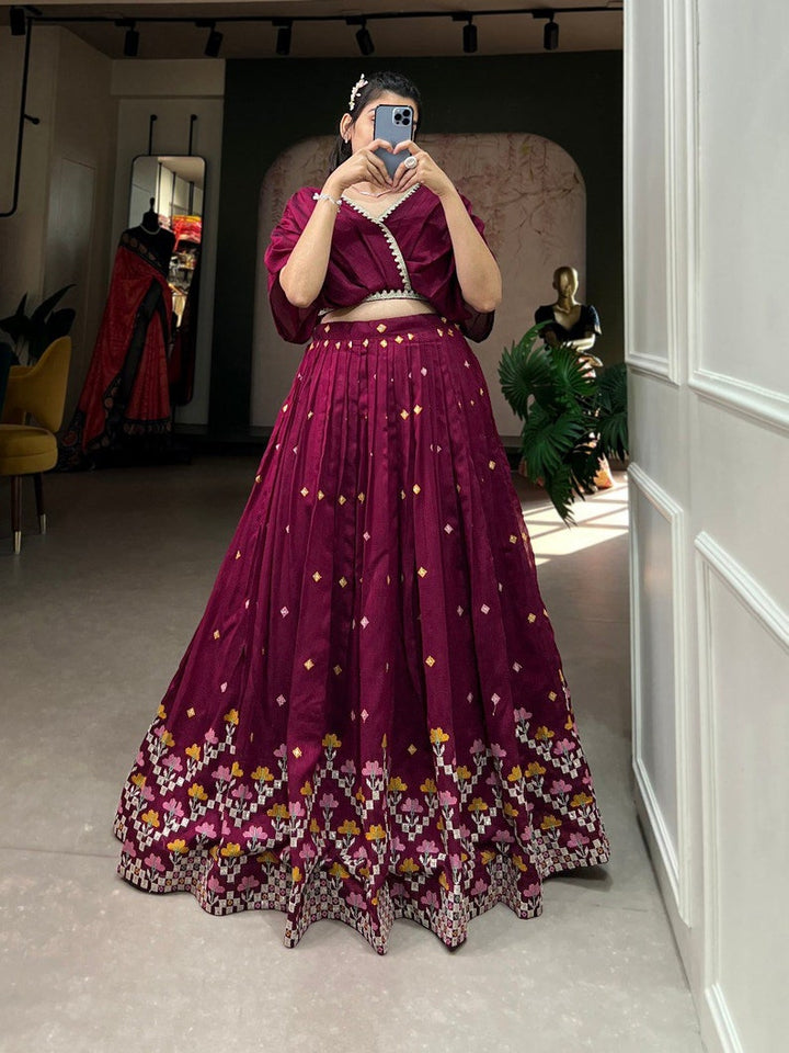 Indian Designer Vichitra Silk Lehenga Choli With Embroidery Work Wedding Lehenga Choli Coord Set Party Wear Lehenga coordset for girl in USA  - INSPIRED