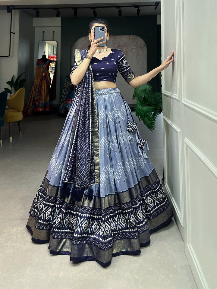 Indian Tussar Silk Print Lehenga choli for girls with intricate design