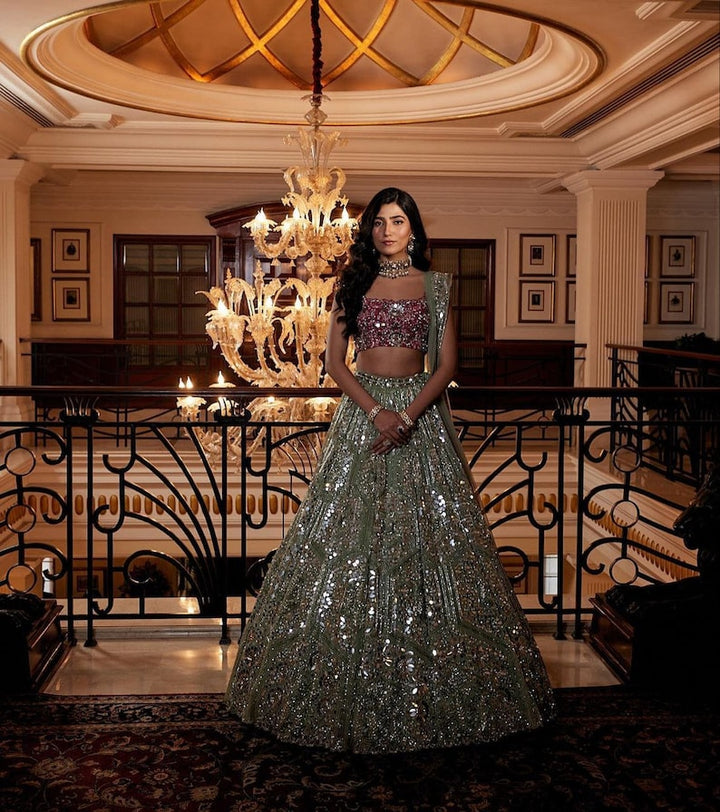 Sabyasachi Designer Lehenga Choli Embellished With Embroidery, Coding , And Sequins Work - Inspired