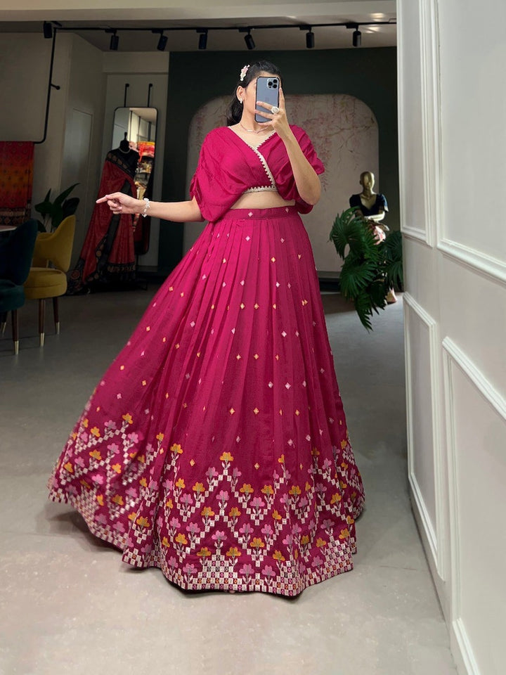 Indian Designer Vichitra Silk Lehenga Choli With Embroidery Work Wedding Lehenga Choli Coord Set Party Wear Lehenga coordset for girl in USA  - INSPIRED