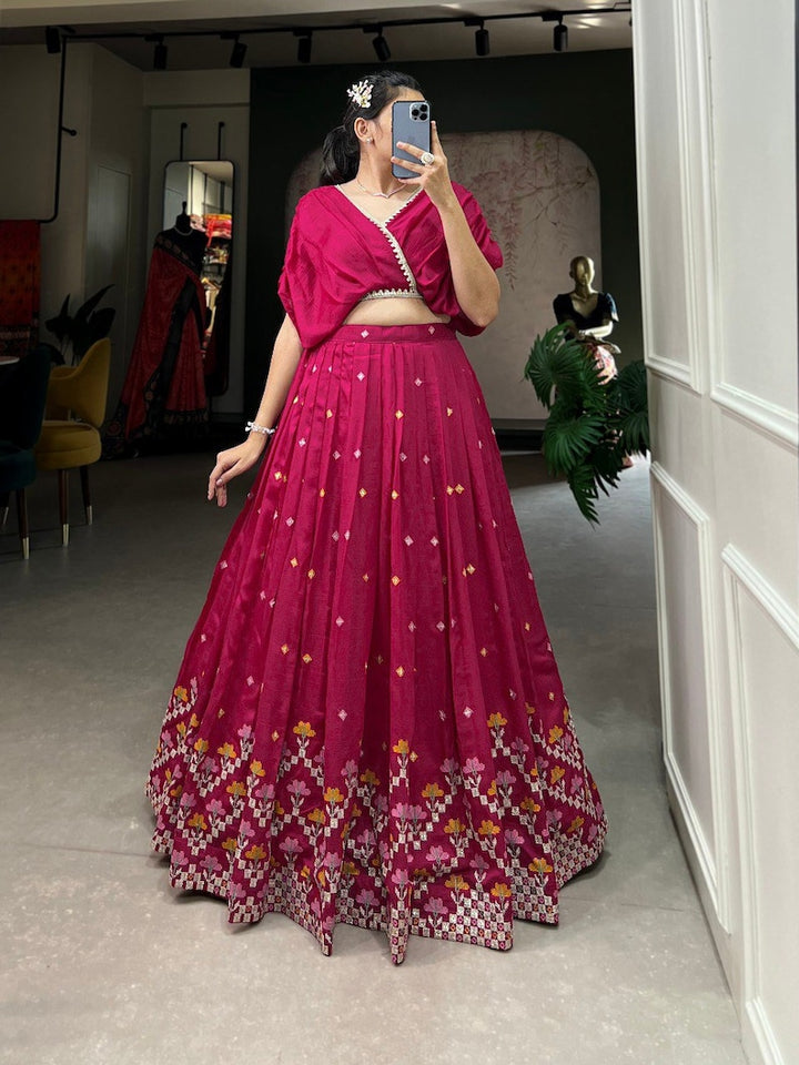 Indian Designer Vichitra Silk Lehenga Choli With Embroidery Work Wedding Lehenga Choli Coord Set Party Wear Lehenga coordset for girl in USA  - INSPIRED