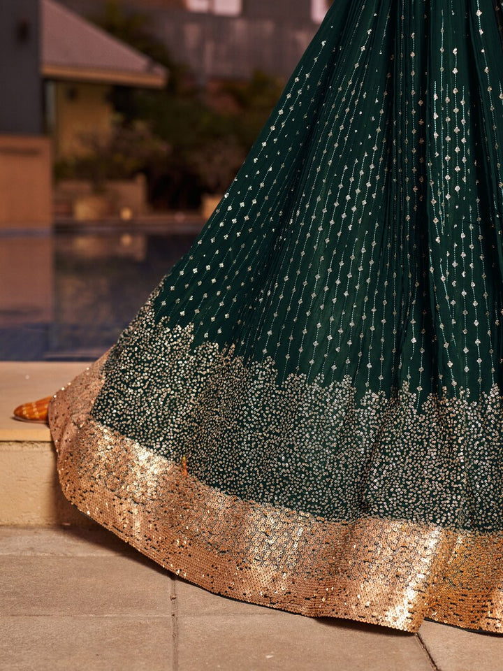 Indian Designer Green Lehenga Choli  With Zari Sequins Thread Embroidery Work Wedding Lehenga Choli Party Wear Lehenga for girl women  - INSPIRED