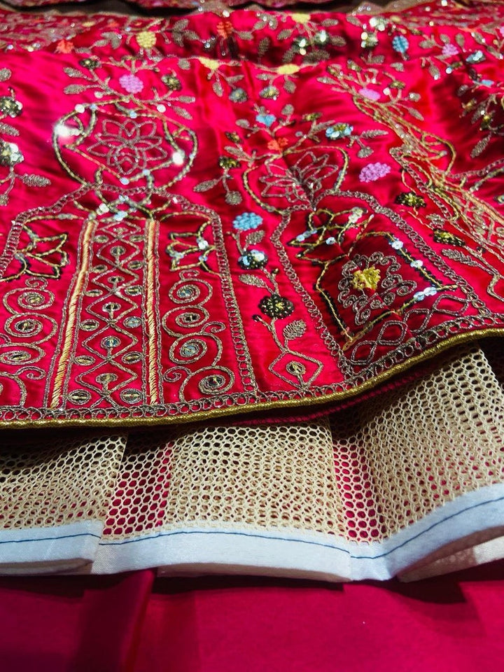 Beautiful pink lehenga choli with intricate thread and sequins embroidery work