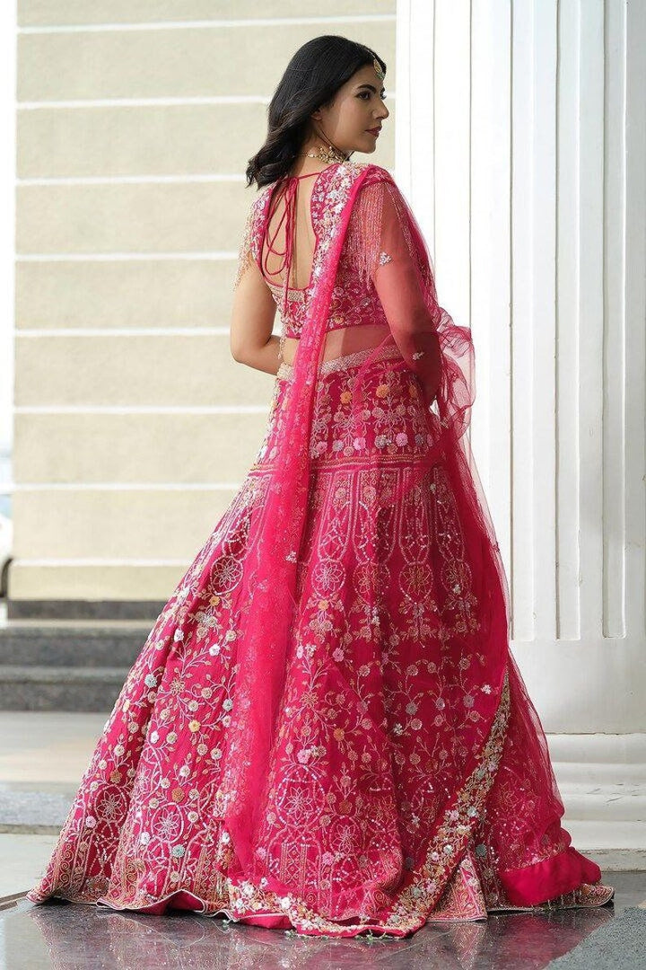 Beautiful pink designer lehenga choli with intricate thread sequins embroidery for girls