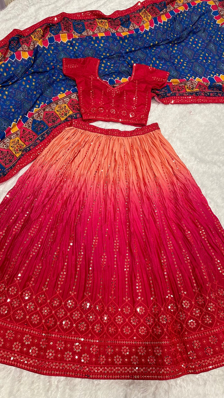 Exquisite designer pink lehenga choli with intricate sequins & thread work