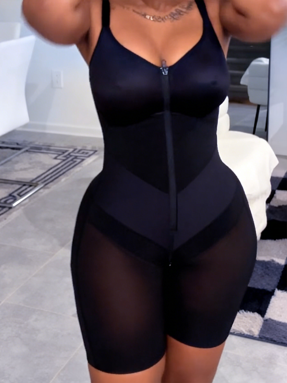 Full-Body Compression Faja Shaper with Mesh Thigh Panels