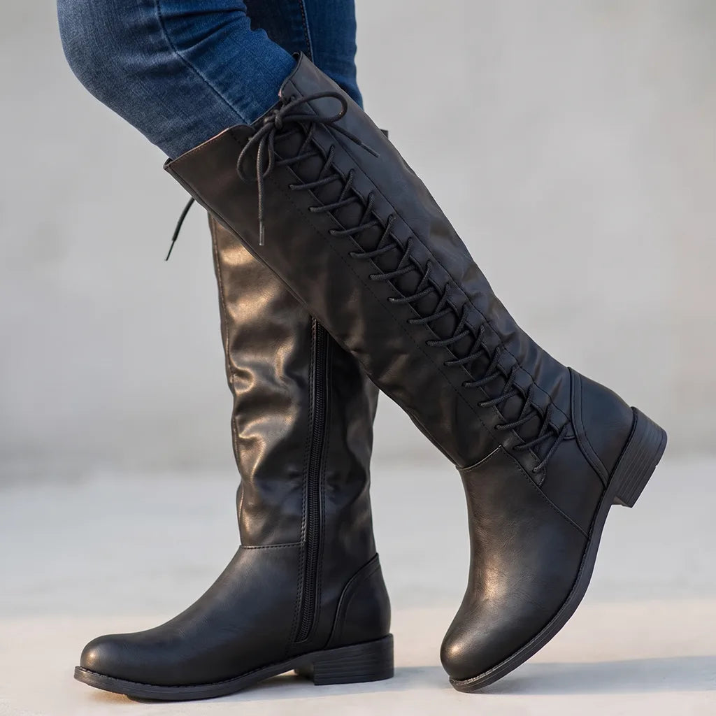 Isolde | Womens Knee High Laced Riding Boots