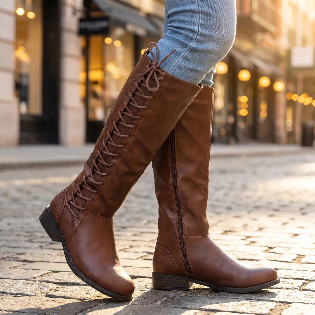Isolde | Womens Knee High Laced Riding Boots