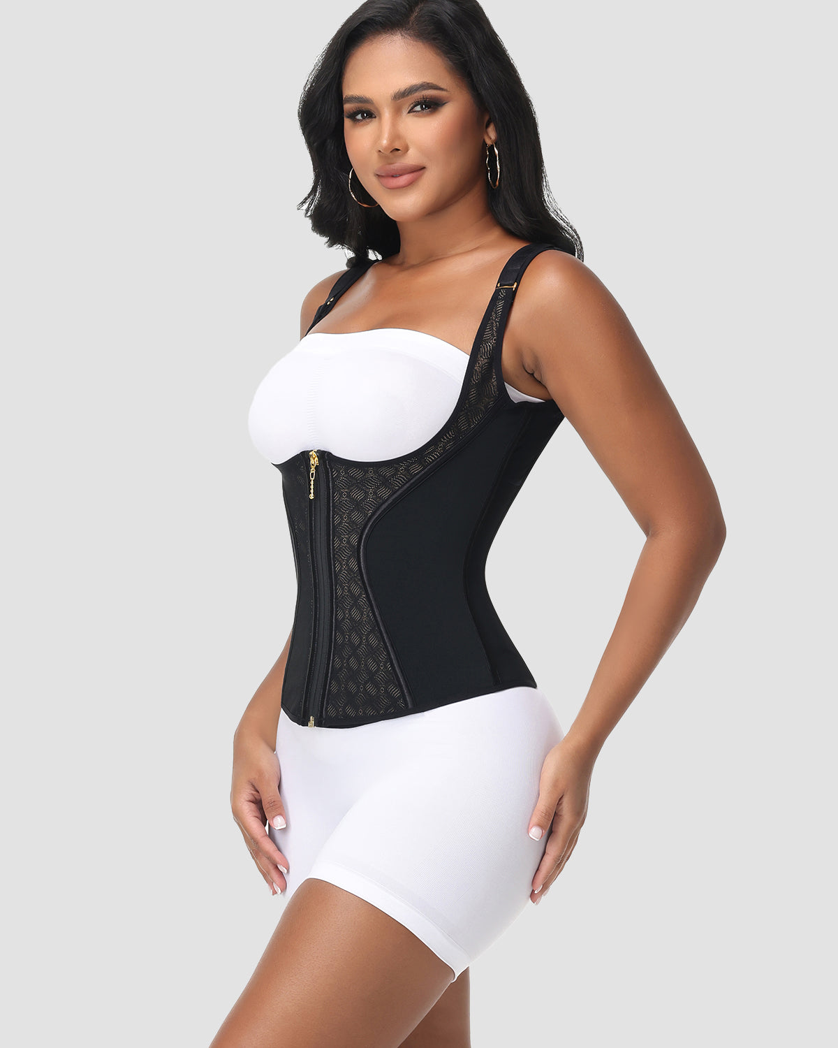 Full Coverage Double-Layer Tummy Control Waist Trainer Vest With Bra