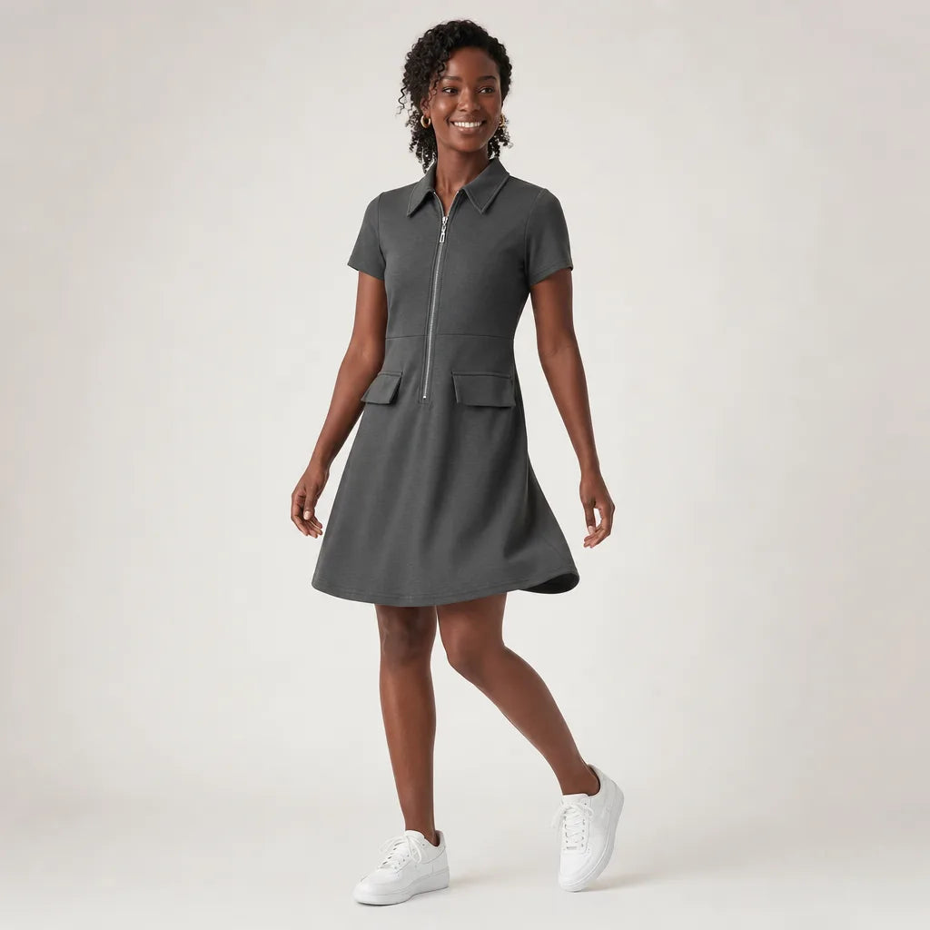 Jane Zip-Front Dress - By Qivii