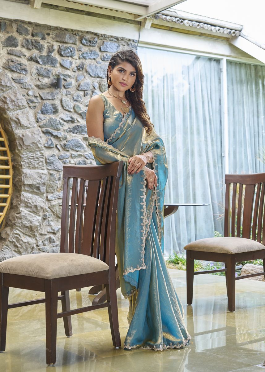 NC Satin Silk Handwork Or Zarkan Work Saree