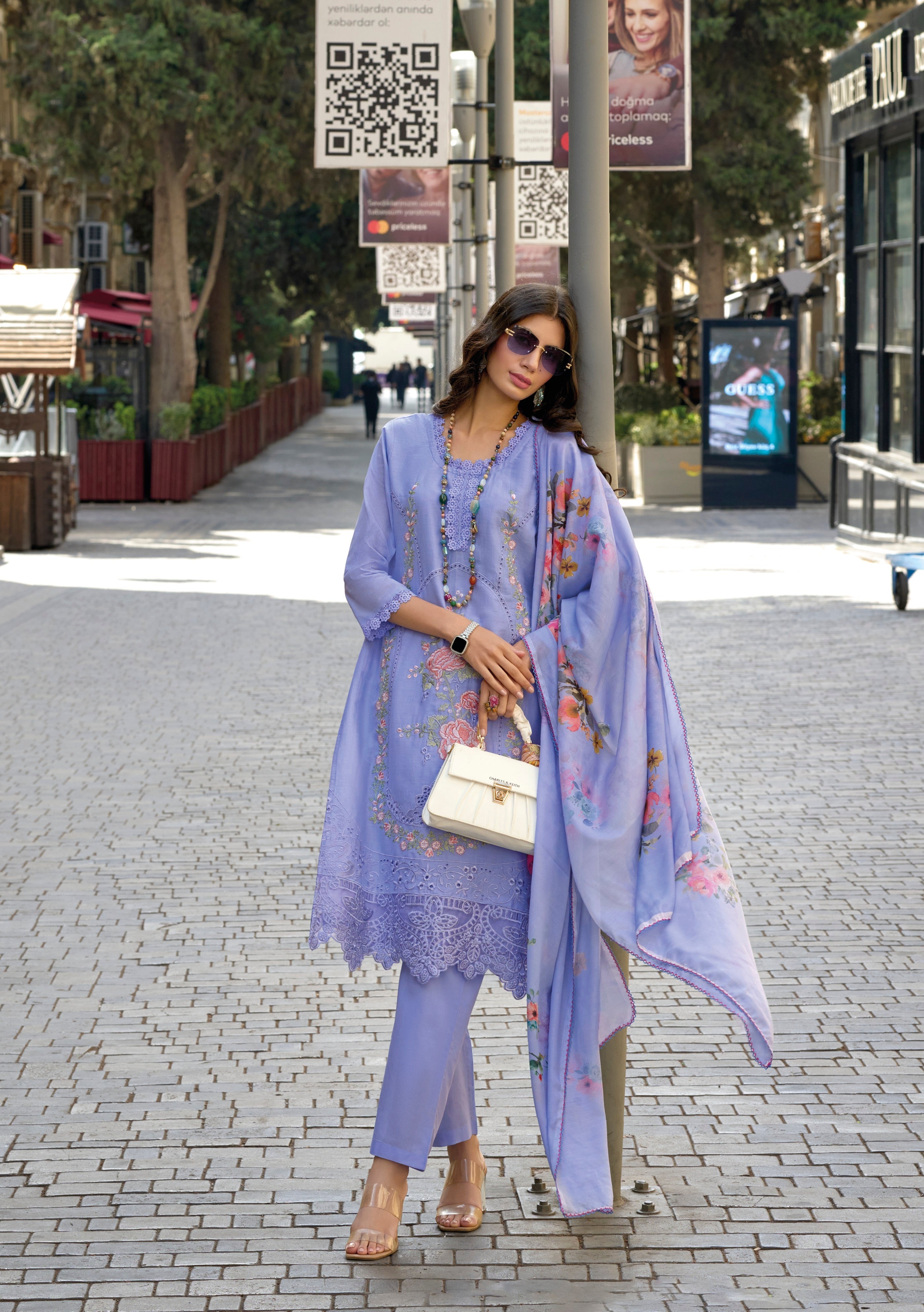 PURPLE COTTON WITH EMBROIDERY WORK SALWAR SUIT - qivii