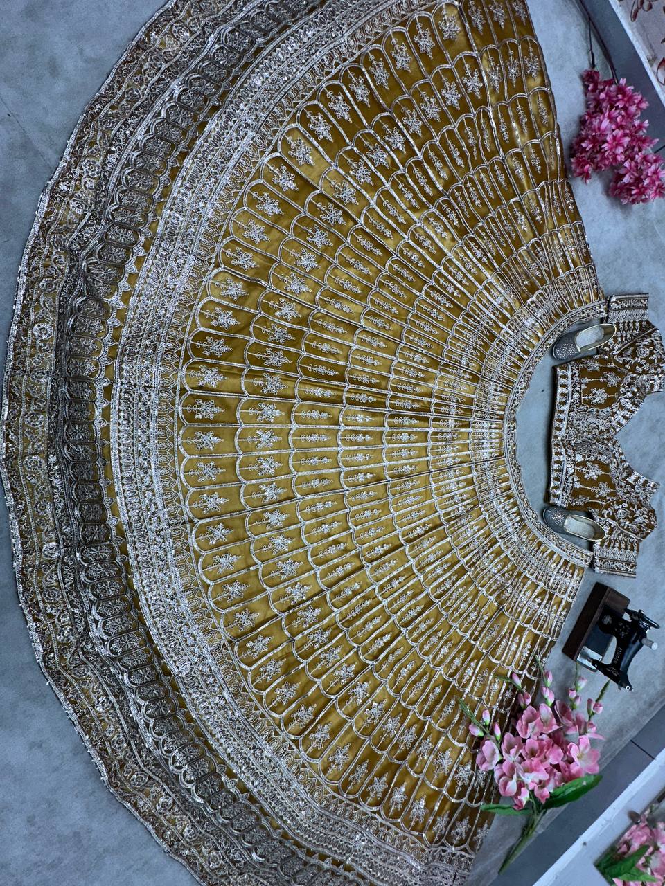 BROWN NET EMBROIDERY SEQUENCE DESIGN WORK LEHENGA - INSPIRED | Ready To Wear - qivii