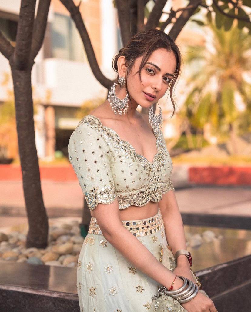 Mulberry silk lehnga with paper mirror work & zari work | Ready To Wear - qivii