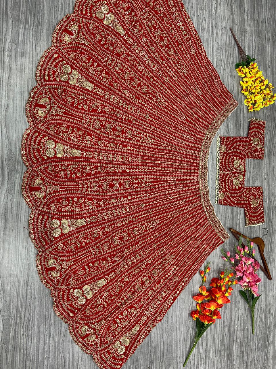 Red Premium Silk Embellished With Beautiful Thread Embroidery Work - inspired | Ready To Wear - qivii