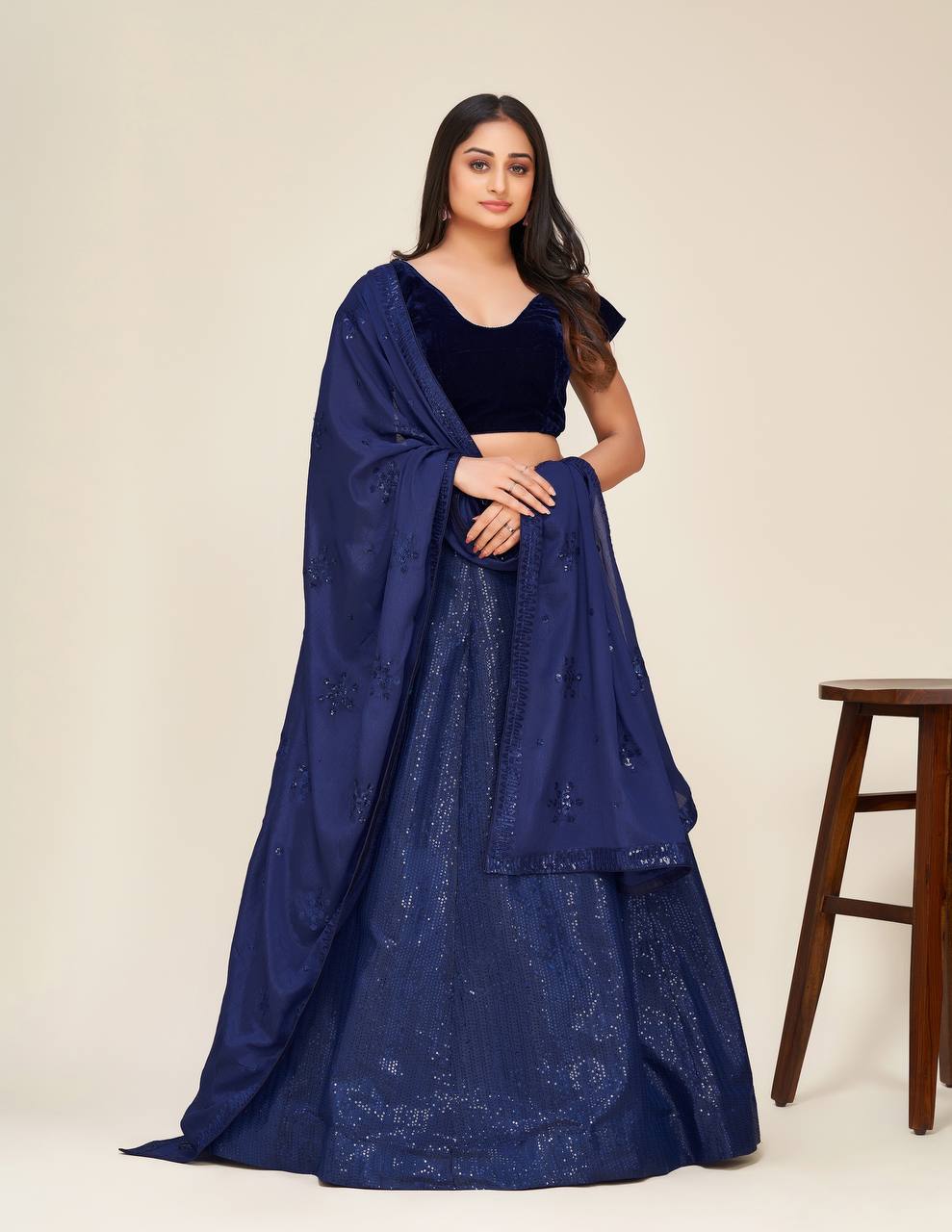 Two tone tapeta silk lehnga with sequence work  - INSPIRED | Ready To Wear - qivii