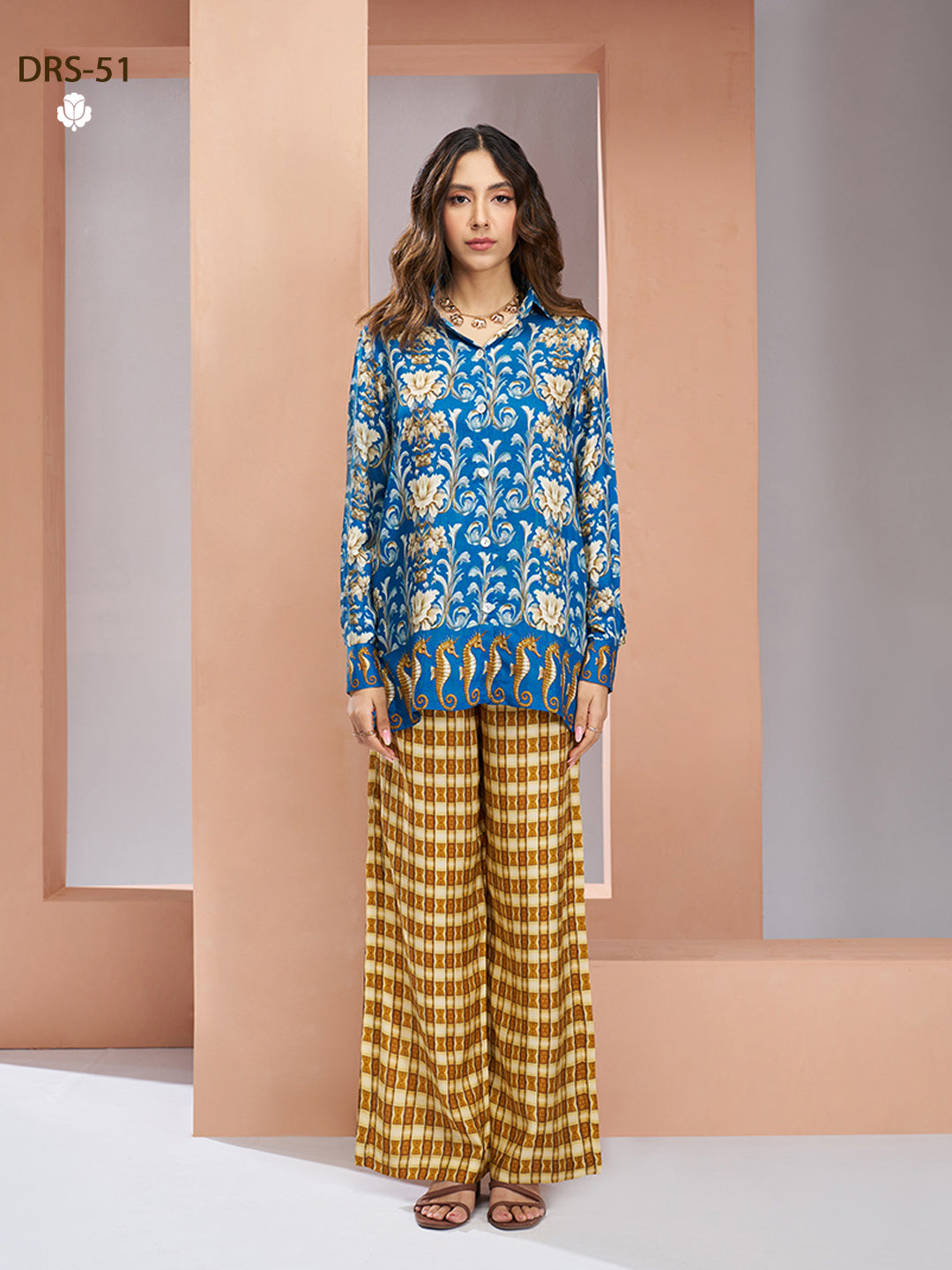 ROYAL BLUE PURE MUSLIN SILK PRINTED SHIRT PANT - qivii