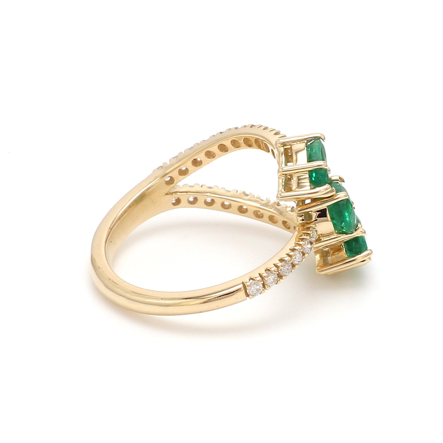 Emerald Three Pear Diamond Ring