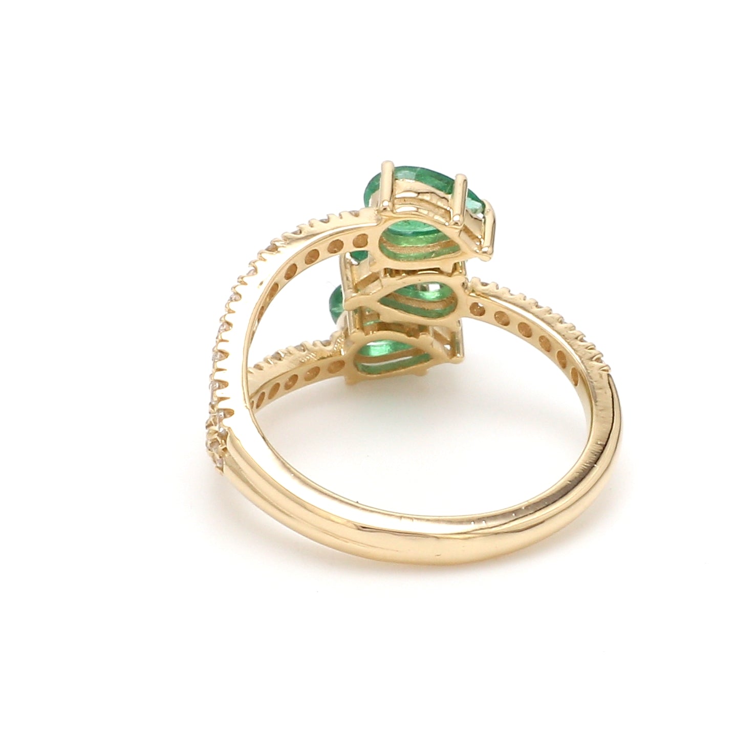 Emerald Three Pear Diamond Ring