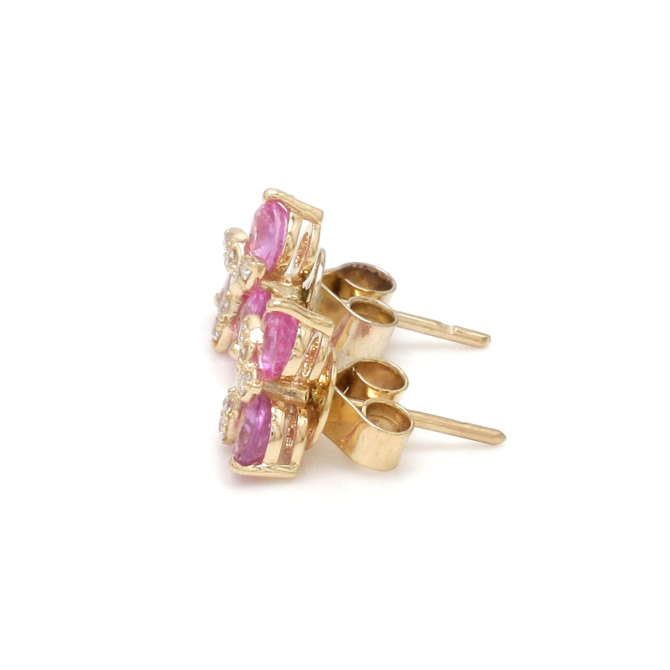 JPERG-2297/8125 Pink Sapphire Round With Diamond Studs Earring