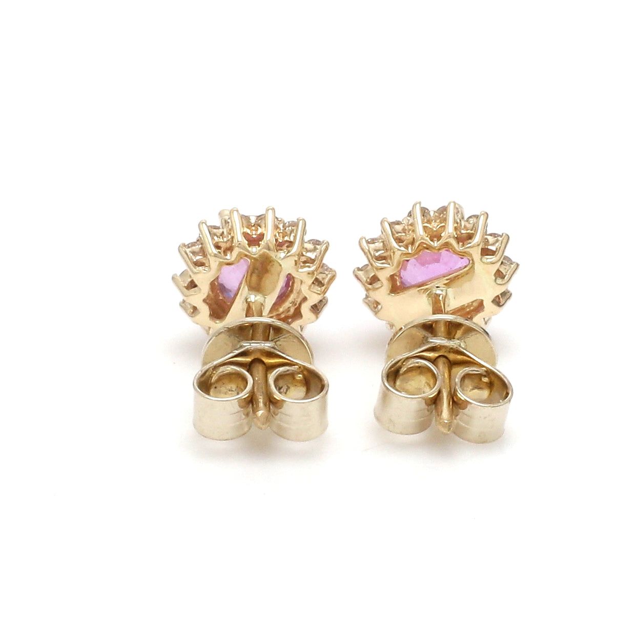 JPERG-2298/8126 Pink Sapphire Round With Diamond Studs Earring