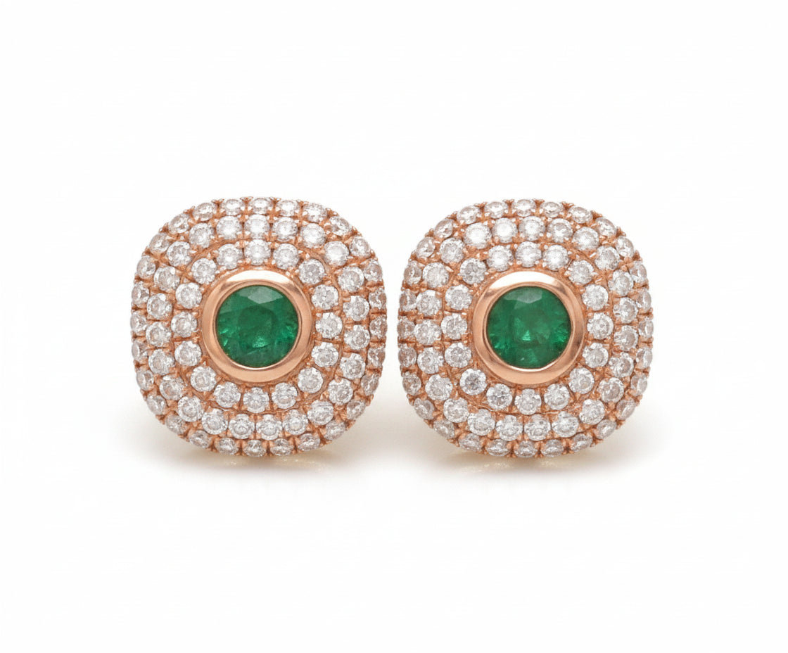 JPERG-3488/9297 Diamond Emerald Earring