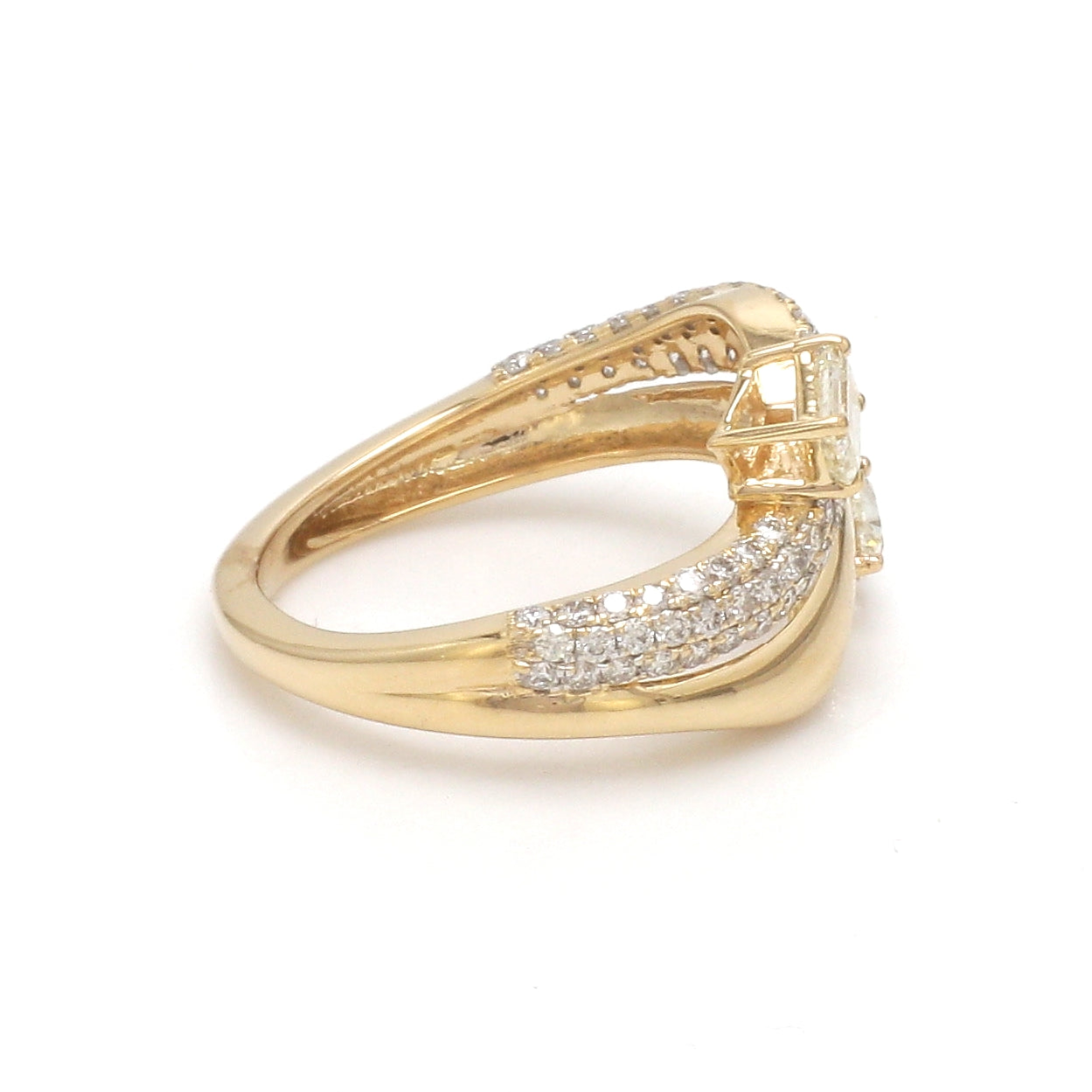 JPRG-3514/8938 Diamond Pear Octagon With Round Diamond Wave Ring