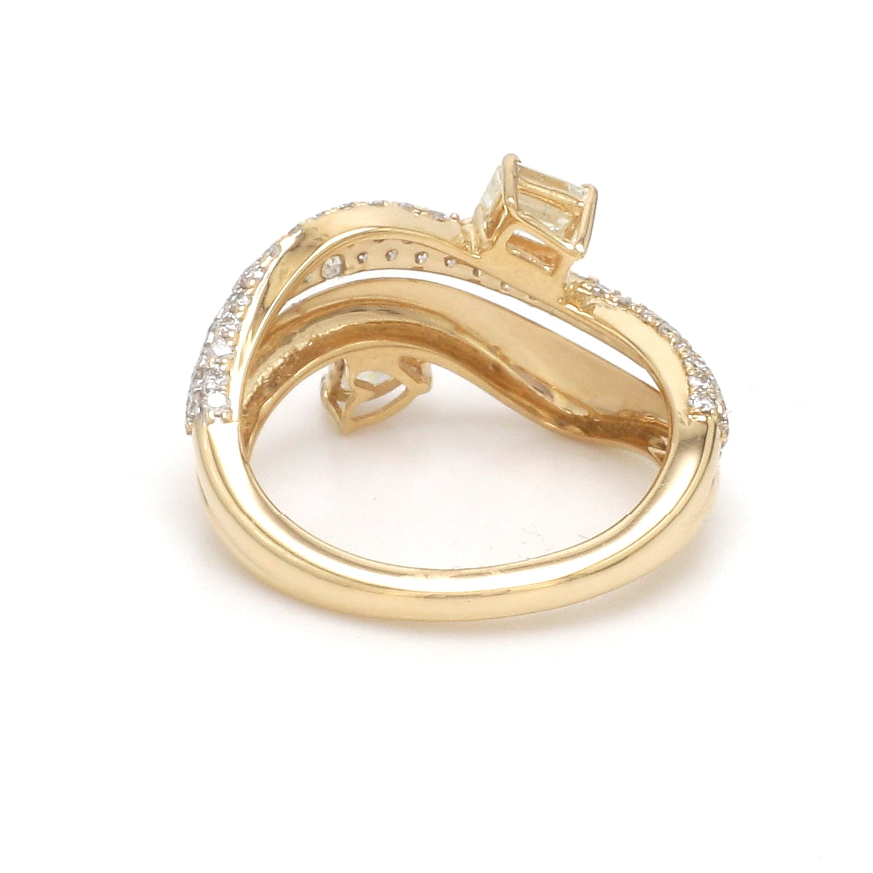 JPRG-3514/8938 Diamond Pear Octagon With Round Diamond Wave Ring