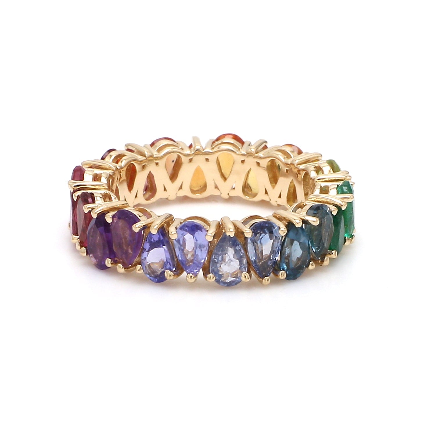 Rainbow Gemstone Pear Upside Down Ring