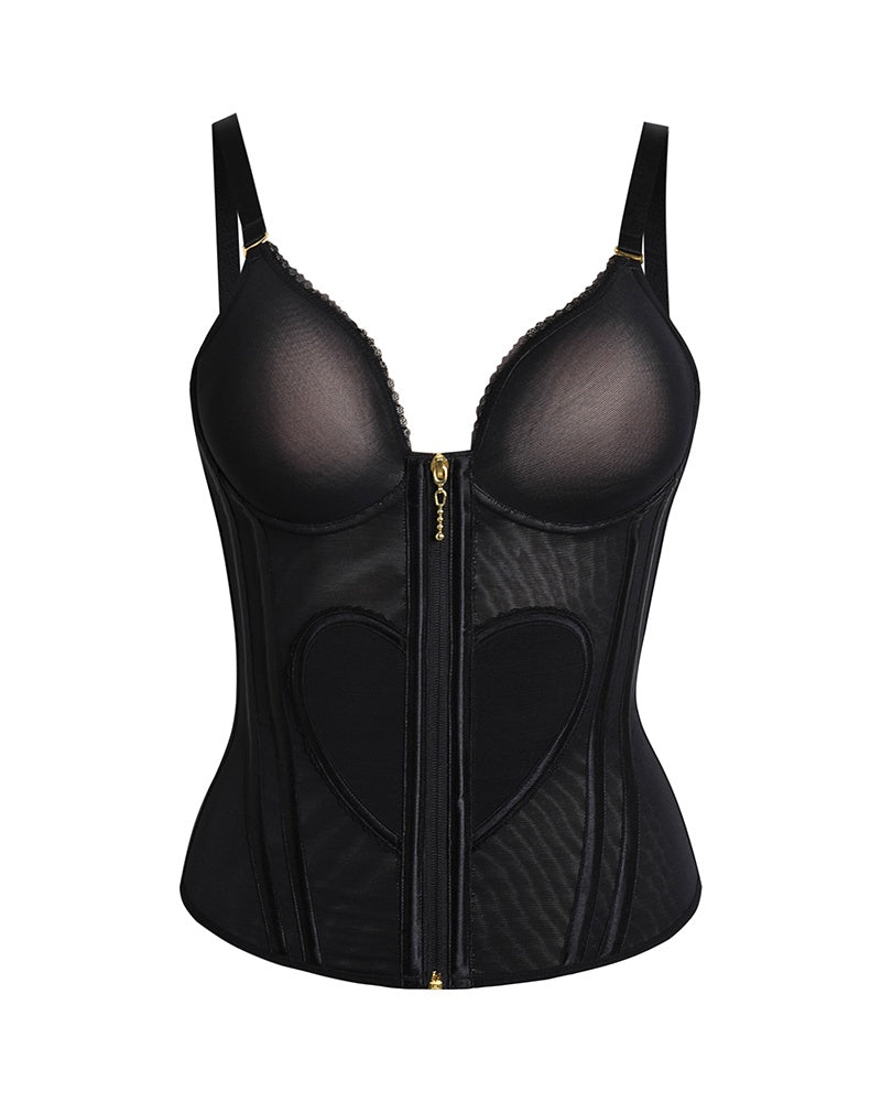 Shapshe® Fajas Colombianas Love Pattern Corset Top Zipper Waist Trainer  - By Qivii