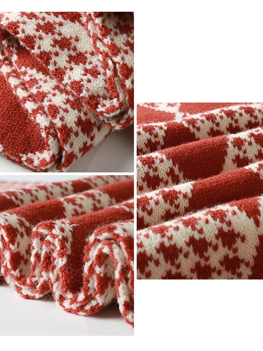 Stylish Vintage Red Christmas Knitted Scarf  - By Qivii